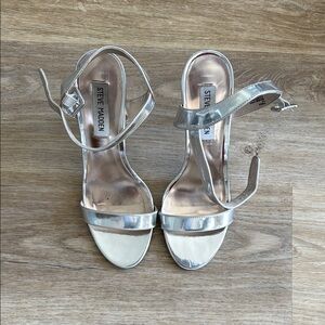 Steve Madden Silver Metallic Heels